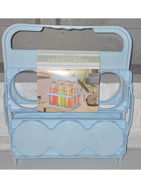 2 Foldable Drink Carriers- 1 White & 1 Blue